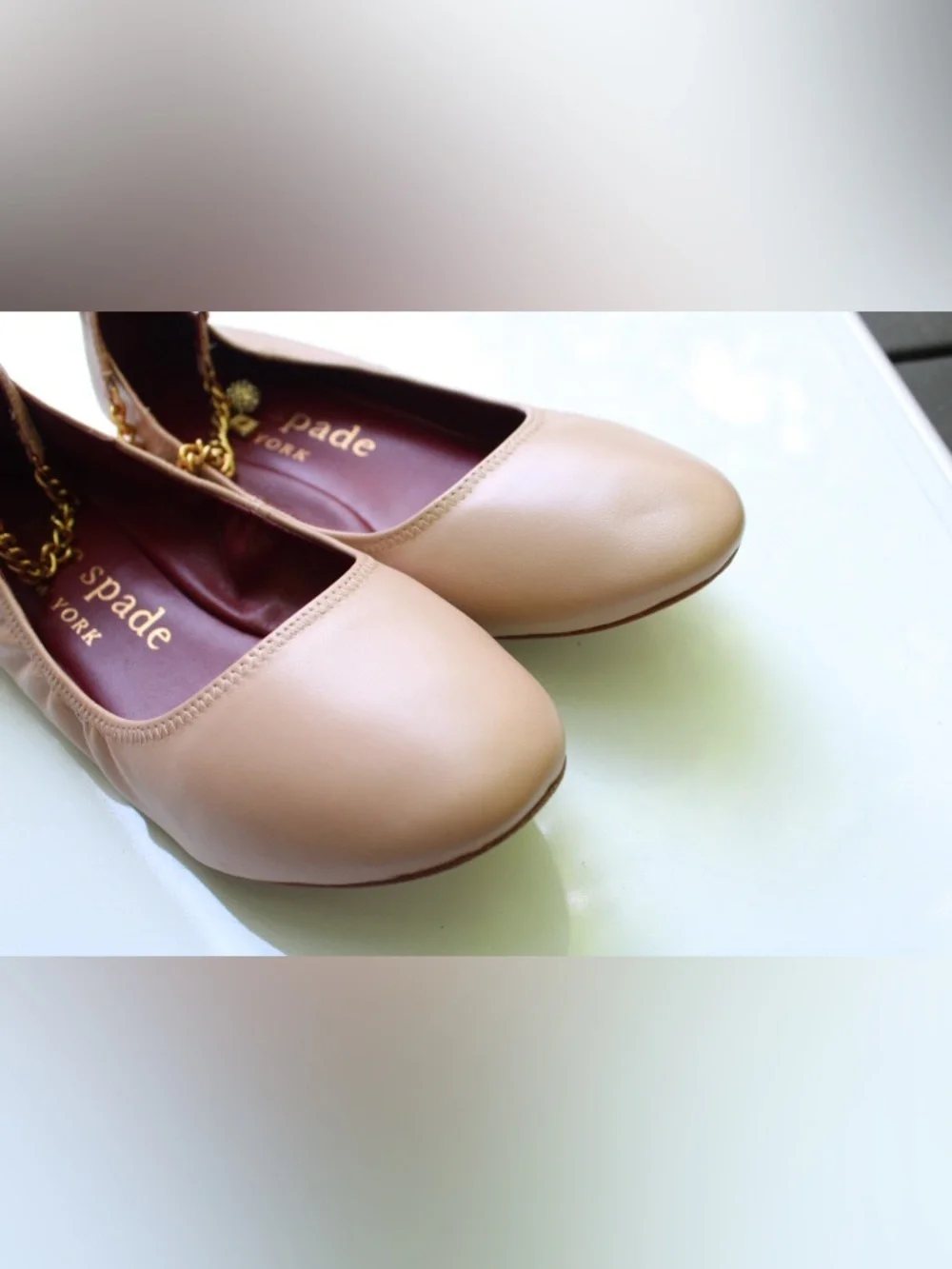 Kate Spade crush flats with chain